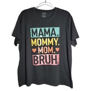 SHEIN Womens Plus Size XXL Black Mama Mommy Mom Bruh Graphic Tee T Shirt
